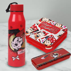 Lovely Combo of Minnie Mouse Sipper Bottle, Pencil n Tiffin Box