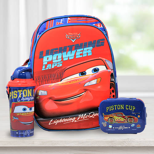 Disney Cars Boys Lightning McQueen Backpack with Lunch Bag Water