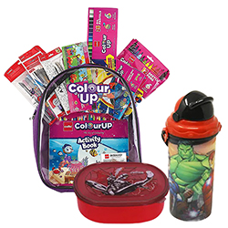 Fancy Tiffin Box with Sipper Bottle N Cello ColourUp Hobby Bag Gift Set to Nipani