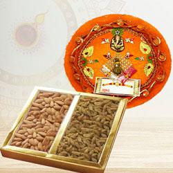 Decorative Thali with Pack of Dry Fruits to Cooch Behar