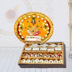 Ethnic Pooja Thali with Assorted Sweets to Marmagao