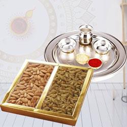 Auspicious Pooja Thali with Mixed Dry Fruits to Kanyakumari