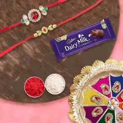 Rakhi Thali with 2 Rakhi and 1 Dairy Milk to Uk-rakhi-thali.asp