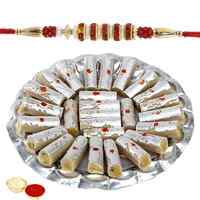 Mesmerizing Rakhi with Kaju Pista Roll Gift Set to Rakhi-to-uk.asp