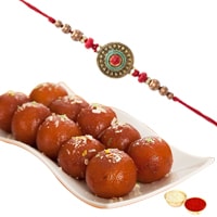 Classic Gift of Single Rakhi N 500 gm Gulab Jamun to Rakhi-to-uk.asp