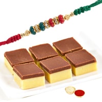 Delectable Pack of Chocolate Barfi-500g with One Stylish Rakhi to Rakhi-to-uk.asp