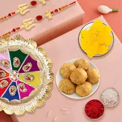 Exclusive Gift of Kesaria Angori Petha, 4 Kachori, 2 Rakhi N 1 Rakhi Thali to Uk-rakhi-hampers.asp