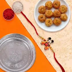 Exclusive Combo of 1 Rakhi Thali N 1 Kids Rakhi with Pack of Balushahi to Uk-rakhi-sweets.asp