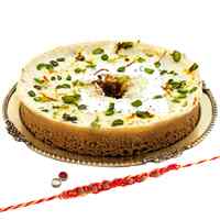 Rakhi with 1pcs. Ghevar to Uk-rakhi-sweets.asp