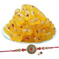 1 Rakhi with  Kesar Angoori Petha to Rakhi-to-uk.asp