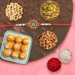 Boondi Ladoo with Dry Fruits N Ethnic Rakhi to Uk-rakhi-dry-fruits.asp