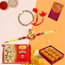 Boondi Ladoo with Haldirams Soan Papdi N Bhaiya Bhabhi Rakhi to Uk-rakhi-hampers.asp