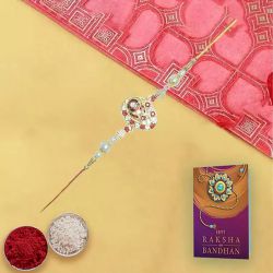 Soulful Pearl n Red Floral Rakhi to Rakhi-to-uk.asp