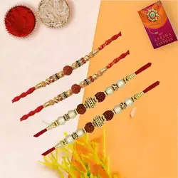 Rudraksha Rakhi N Jazzy Mouli Combo to Rakhi-to-uk.asp