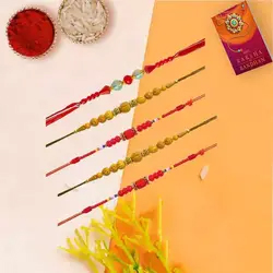 Cheerful Beads n Strings Rakhi Combo to Rakhi-to-uk.asp