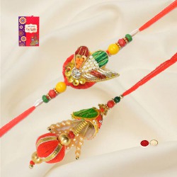 Amazing Pearl Bead Zardosi Rakhi Pair Set to Uk-only-rakhi.asp