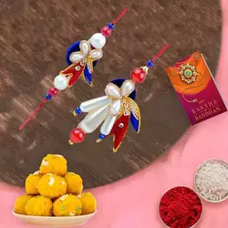 Boondi Magic Exclusive Bhai Bhabhi Rakhi Set to Uk-rakhi-sweets.asp