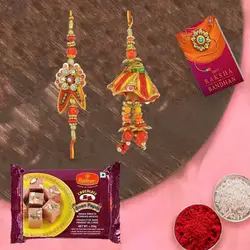 Designer Diva Couple Rakhi n Soan Delicacy to Rakhi-to-uk.asp