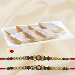 Kaju Sweet with Ethnic Rakhi Duo to Rakhi-to-usa.asp