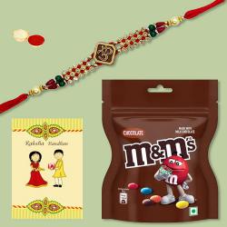 Ethnic Rakhi with M N M Chocolates, Roli Tika N Card to India
