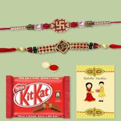 Traditional Set of 2 Rakhis with Kitkat Bar n Rakhi Card to Usa-serch-by-price.asp