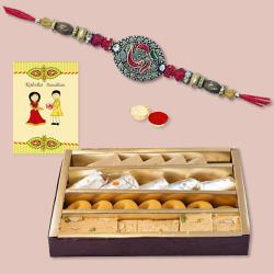 Ethnic Rakhi with Assorted Sweets, Roli Tika n Card to Usa-serch-by-price.asp