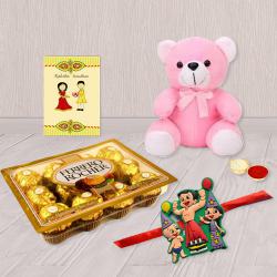 Cute Kids Rakhi with Teddy n Ferrero Rocher to India