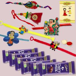 Attractive Bhaiya Bhabhi N Kids Rakhi with Chocolates to Usa-serch-by-price.asp