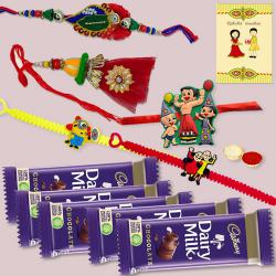 Trendsetting Bhaiya Bhabhi N Kids Rakhi with Chocolates to Rakhi-to-usa.asp
