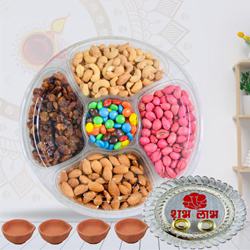 Classic Selection of Dry Fruits Tray, Pooja Thali with Diya<br> to Diwali-usa.asp