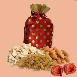 Nutty Dry Fruits in a Bag with Set of 2 Diya to Usa-diwali-dryfruits.asp