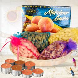 Finest Dry Fruit Assortments with Sweets N Candles to Diwali-usa.asp