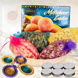 Blissful Dry Fruits Assortment with Sweets, Candles N Diya to Diwali-usa.asp