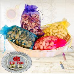 Classic Selection of Dry Fruits with Pooja Thali N Laxmi Ganesh Idol to Diwali-usa.asp