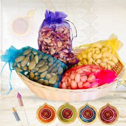 Ravishing Gift Pack of Dry Fruits with Diya N Laxmi Ganesh Idol to Diwali-usa.asp