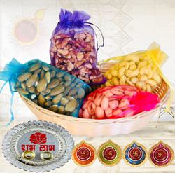 Savory Dry Fruit Assortments with Pooja Thali N Diya to Diwali-usa.asp