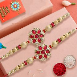 Dashing Pair of Fancy Rakhi with Roli, Chawal n Card to Usa-serch-by-price.asp