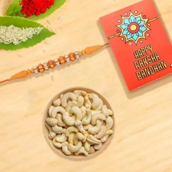 Graceful Rakhi with Crunchy Cashews, Roli Tika n Card to Usa-rakhi-dry-fruits.asp