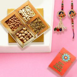 Attractive Bhaiya Bhabhi Rakhi with Mixed Dry Fruits Basket to Stateusa.asp