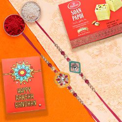 Delightful Pair of Rakhi with Haldiram Soan Papadi to Rakhi-to-usa.asp