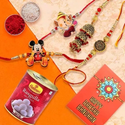 Glamorous Family Rakhi Set with Haldiram Rasgulla to Stateusa.asp