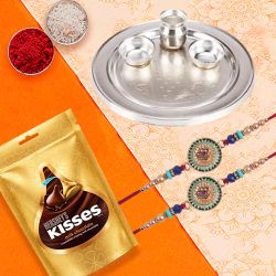 Lovely Rakhi with Puja Thali N Hersheys Chocolates to Usa-rakhi-thali.asp