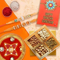 Designer Rakhi Pair with Dry Fruits n Puja Thali to Usa-rakhi-thali.asp