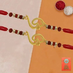 Deliver this Pious OM Rakhi dual set for brothers to Rakhi-to-usa.asp