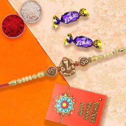 Ganesh Blessings Rakhi & Chocolate Combo to India