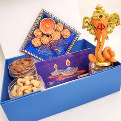 Classy Gift of Moulded Ganesha, Candles N Nuts to Diwali-usa.asp