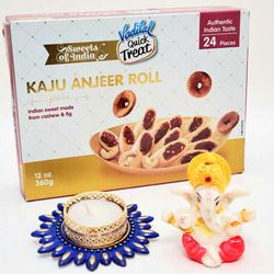 Sumptuous Kaju Anjeer Roll with Candle N Ganesh Murti to Diwali-usa.asp