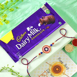 Delicious Cadbury Dairy Milk with Cute Kids Rakhi to Rakhi-to-usa.asp