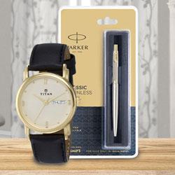 Marvelous Titan Watch and Parker Pen for Dad