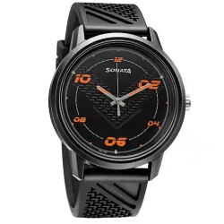 Enticing Sonata Black Dial Analog Watch for Gents